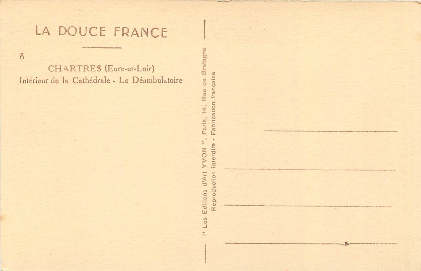 Chartres (Eure-et-Loir) — Intérieur de la Cathédrale - Le Déambulatoire — Éditions d'Art YVON — Reverso
