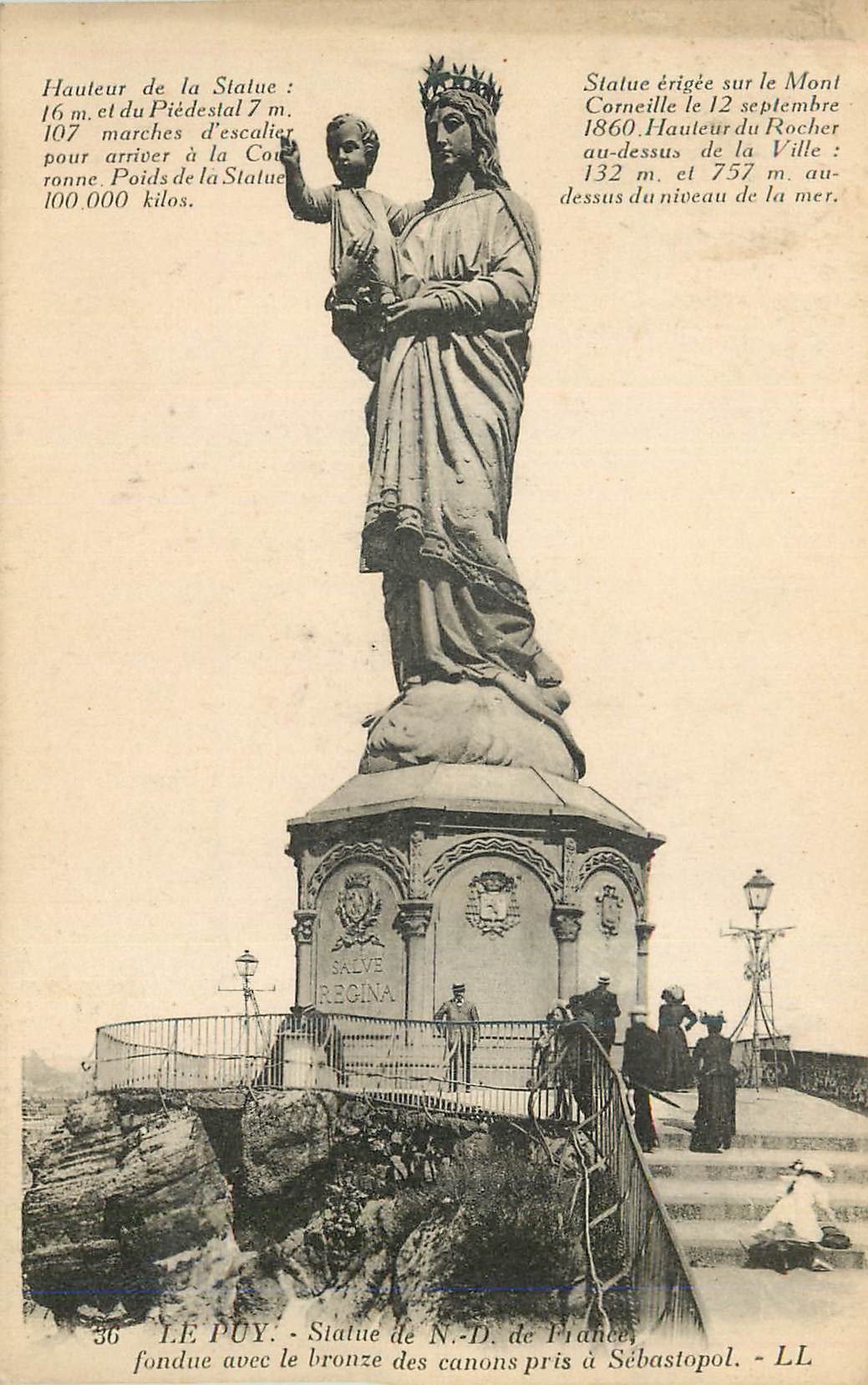 CPA le Puy Statue de ND de France Fondue avec le Bronze des Canons pris a Sebastopol