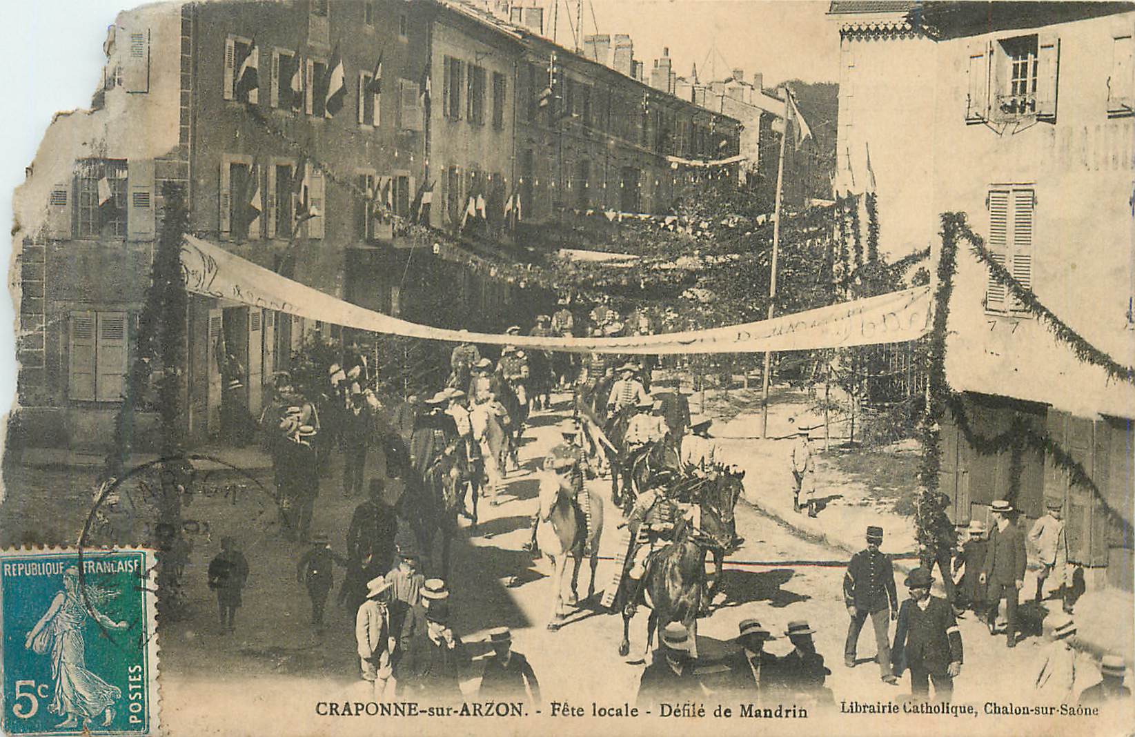 CPA Craponne sur Arzon Fete Locale Defile de Mandrin