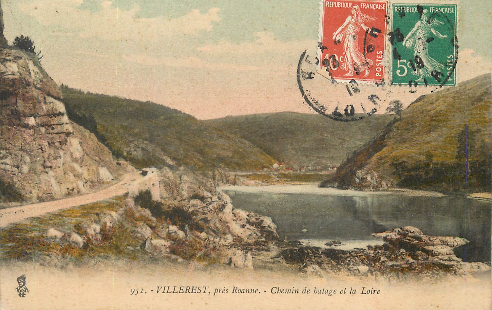 CPA Villerest pres Roanne Chemin de balage et la Loire