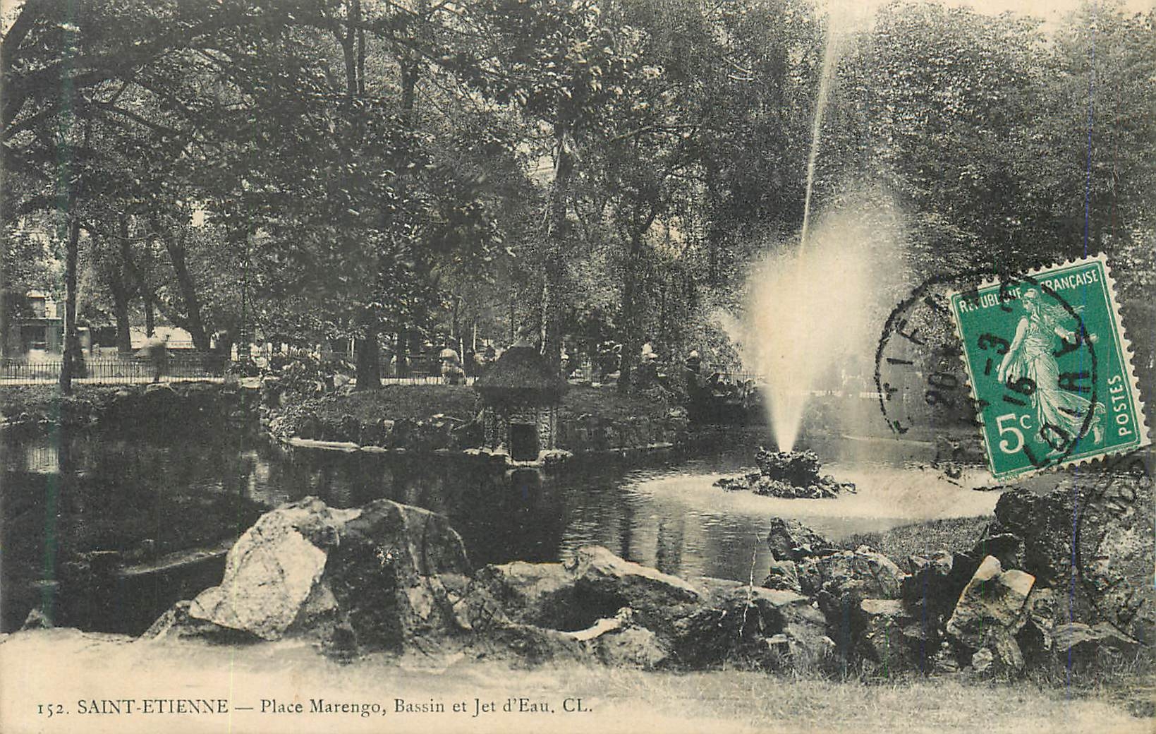 Saint-Étienne — Place Marengo, Bassin et Jet d'Eau, CL.