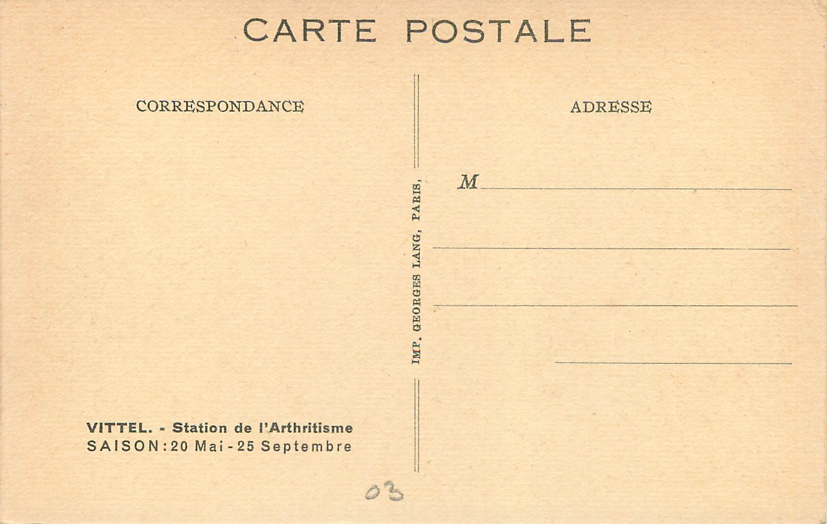 CPA Vittel le Grand Hotel Cote Parc Station de l'Arthritisme — Rückseite
