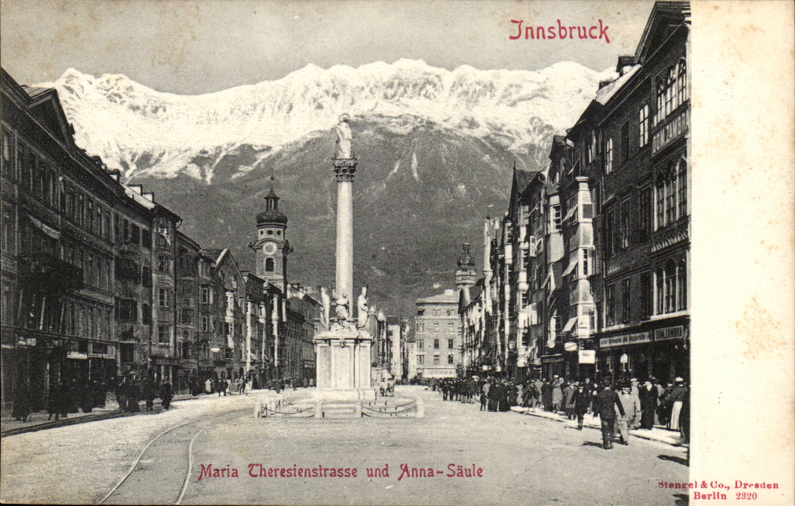 CPA Autriche Innsbruck MArai Theresienstrasse und Anna Saule