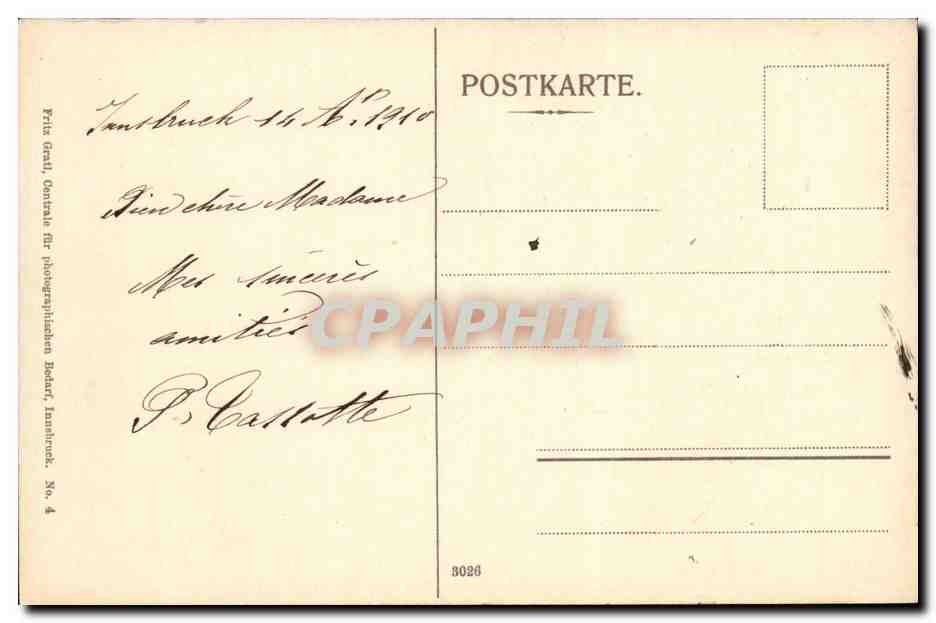 CPA Autriche Innsbruck Vom Silital — Rückseite