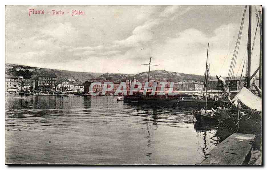 Fiume - Porto - Hafen — vue du port avec bateaux — éditeur 1908