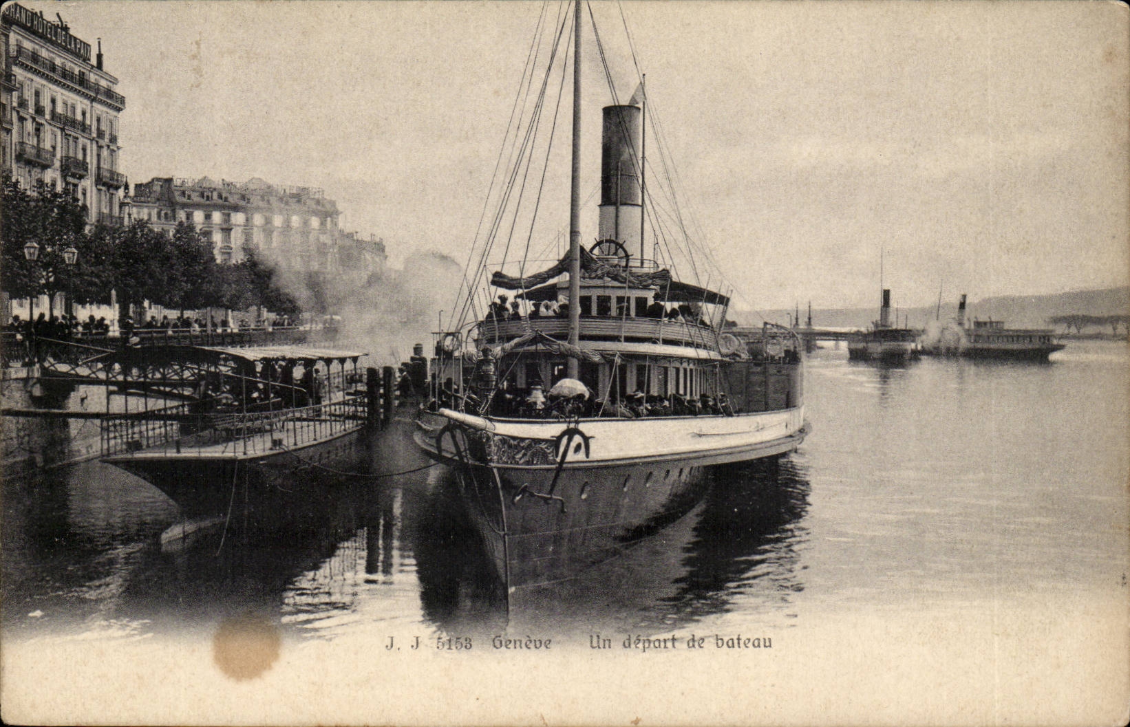 CPA Suisse Geneve Un depart de bateau Boat
