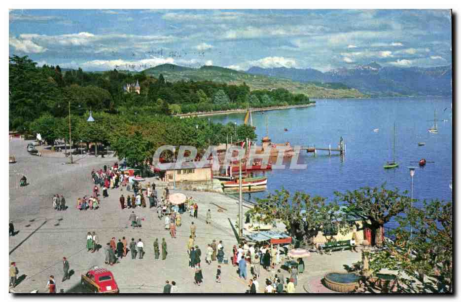 CPA Suisse Lausanne Ouchy Ses quais et les Alpes vaudoises