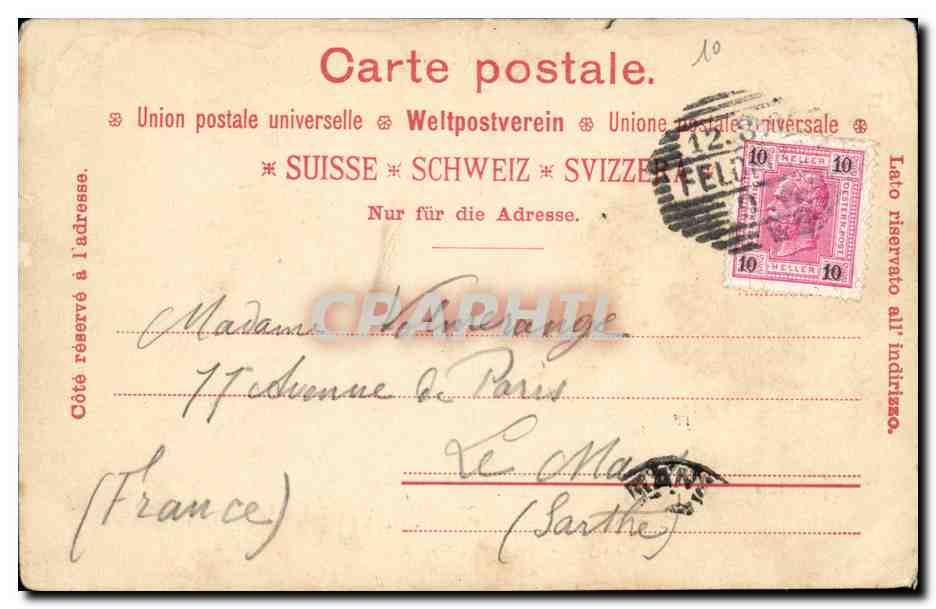 CPA Zurich Das Landesmuseum — Verso