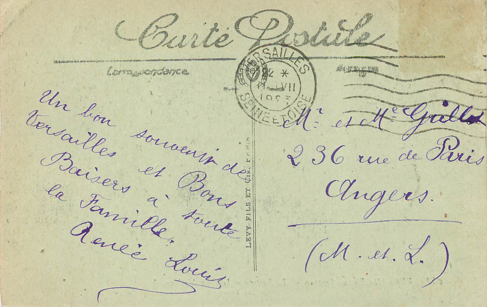 CPA Versailles Trianon la Laiterie et la Tour Malborough — Verso