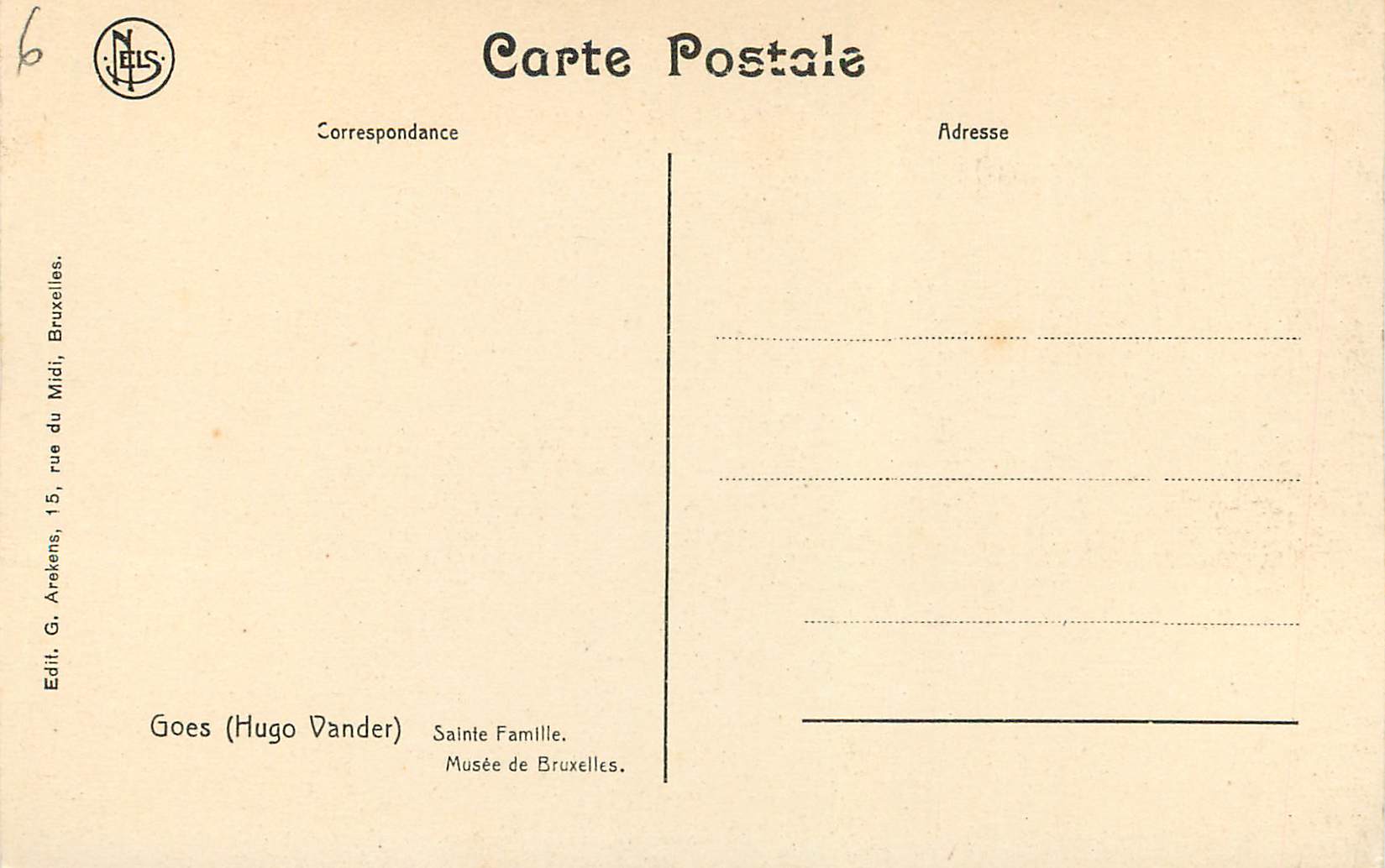 CPA Musee de Bruxelles Goes (Hugo Vander) Sainte Famille — Verso