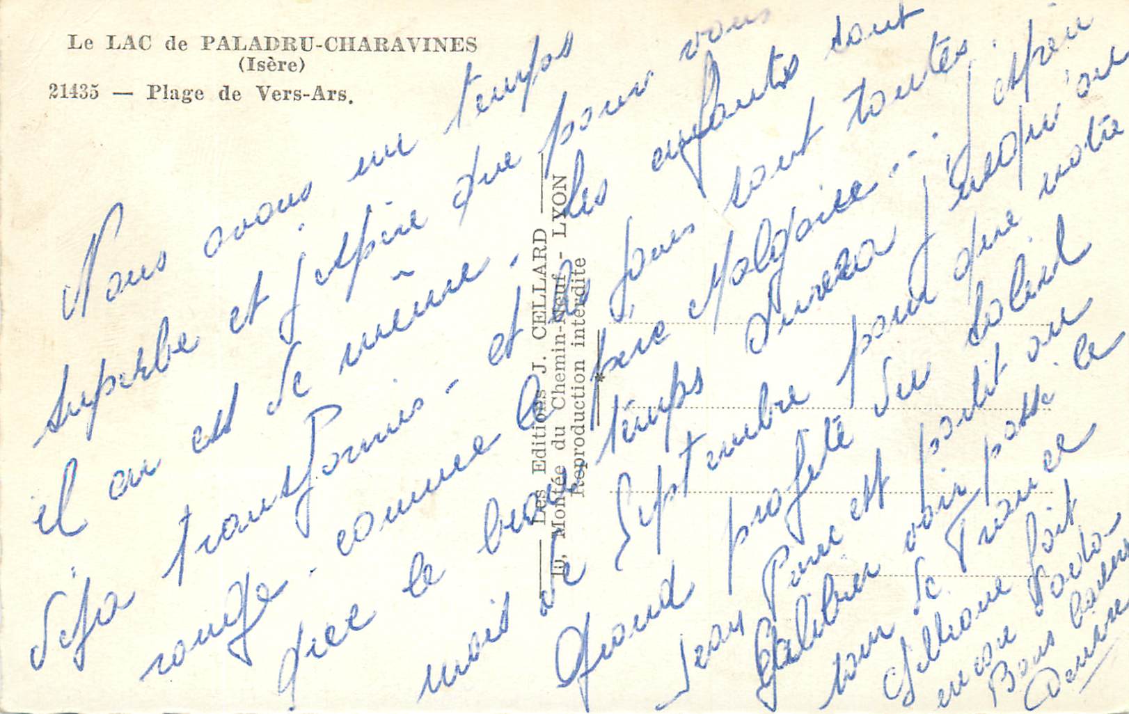 CPM Isere le Lac de Paladru Charavines Plage de vers Ars — Rückseite