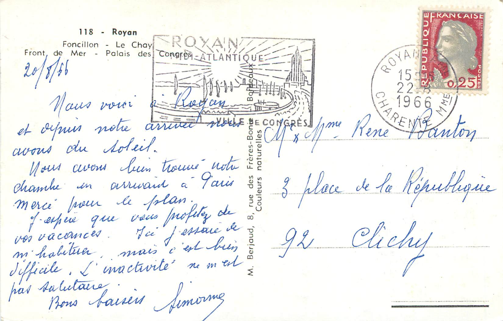 CPM Royan Foncillon le Chay Front de Mer Palais des Congres — Rückseite