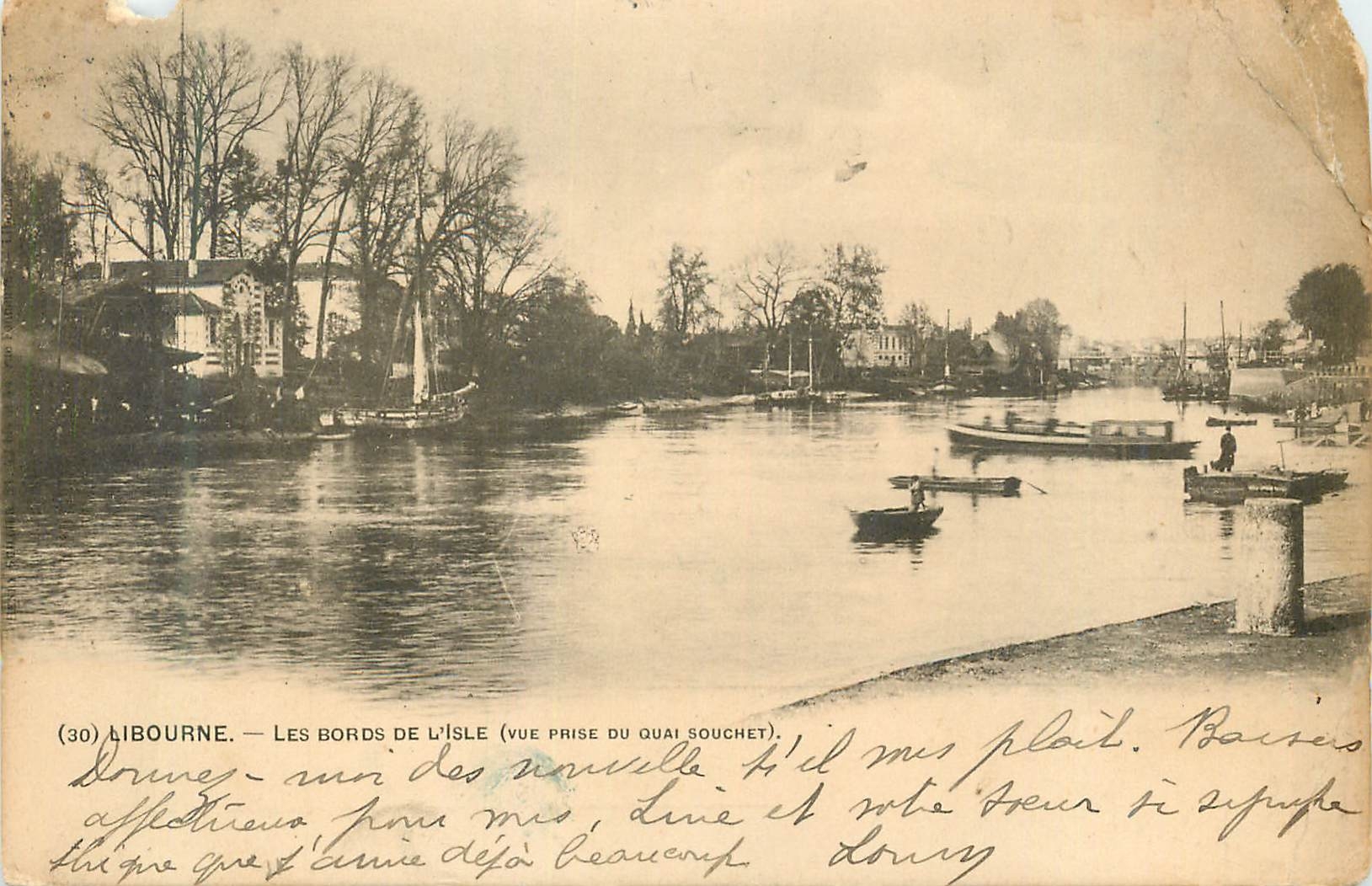 CPA Libourne les Bords de l'Isle (Vue prise du Quai Souchet)
