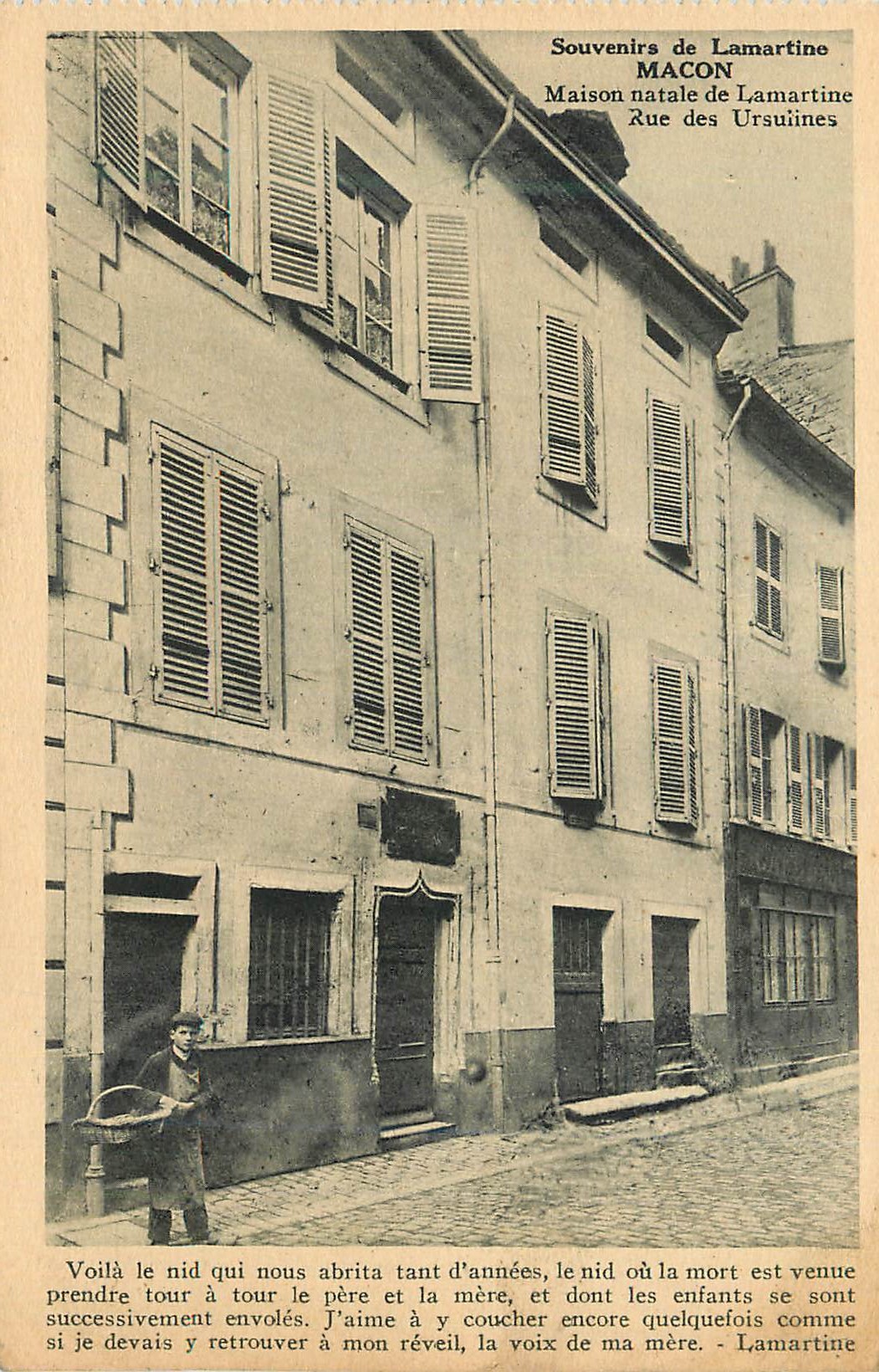 Maison natale de Lamartine — Rue des Ursulines — Héliogravure Combier, Macon