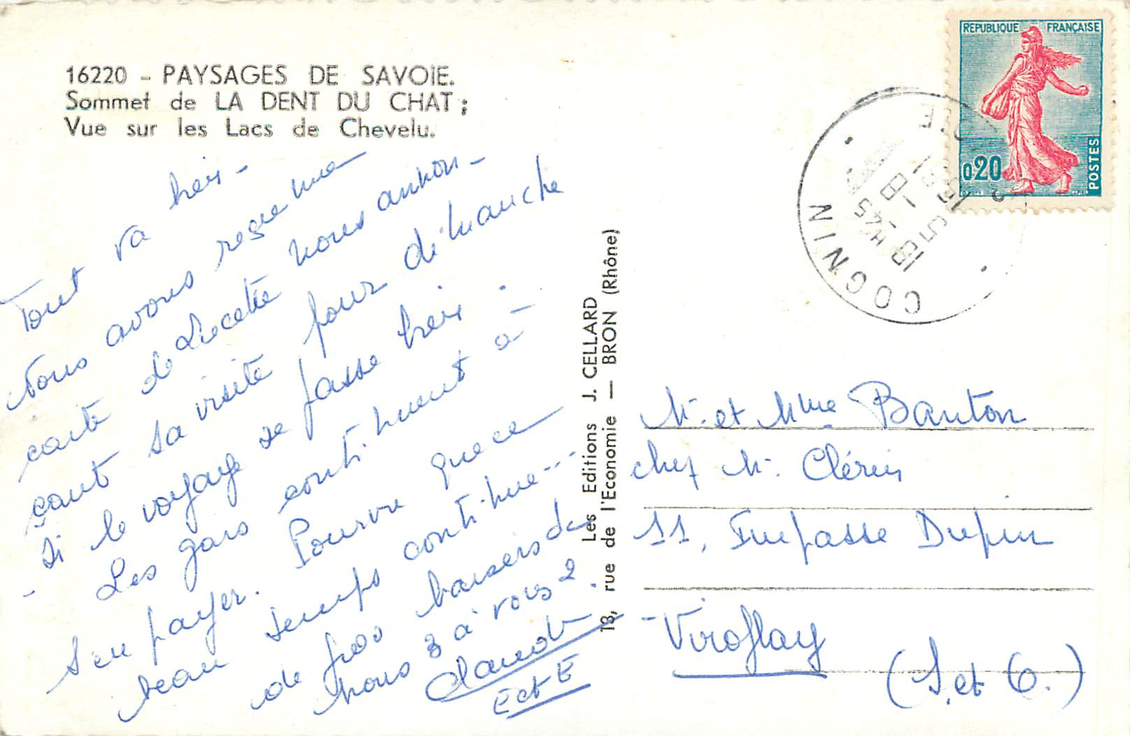 CPM Paysages de Savoie Sommet de la Dent du Chat Vue sur les Lacs de Chevalu — Rückseite