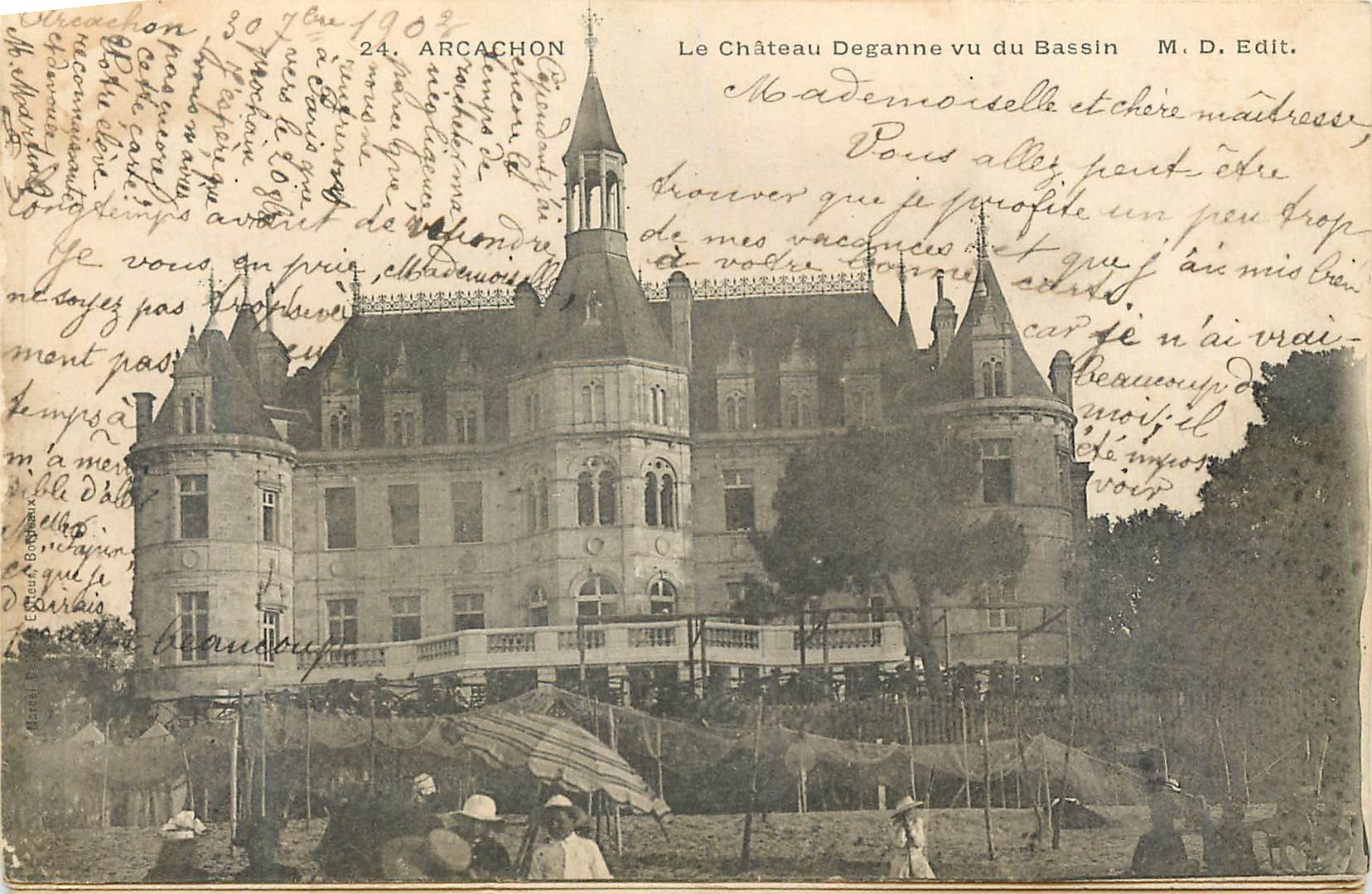 CPA Arcachon Le Chateau vu du Bassin