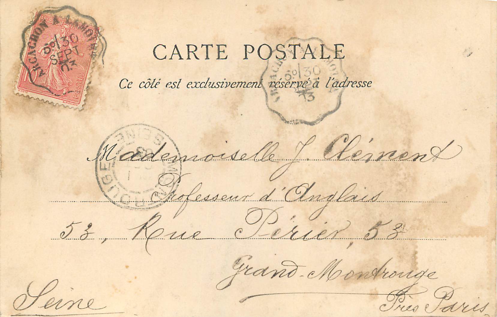 CPA Arcachon Le Chateau vu du Bassin — Rückseite