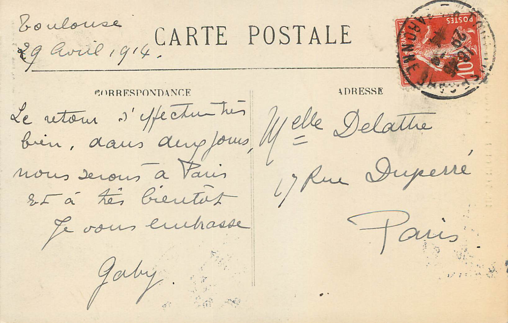CPA Toulouse La Cour de L'Hotel d'Assezat — Verso