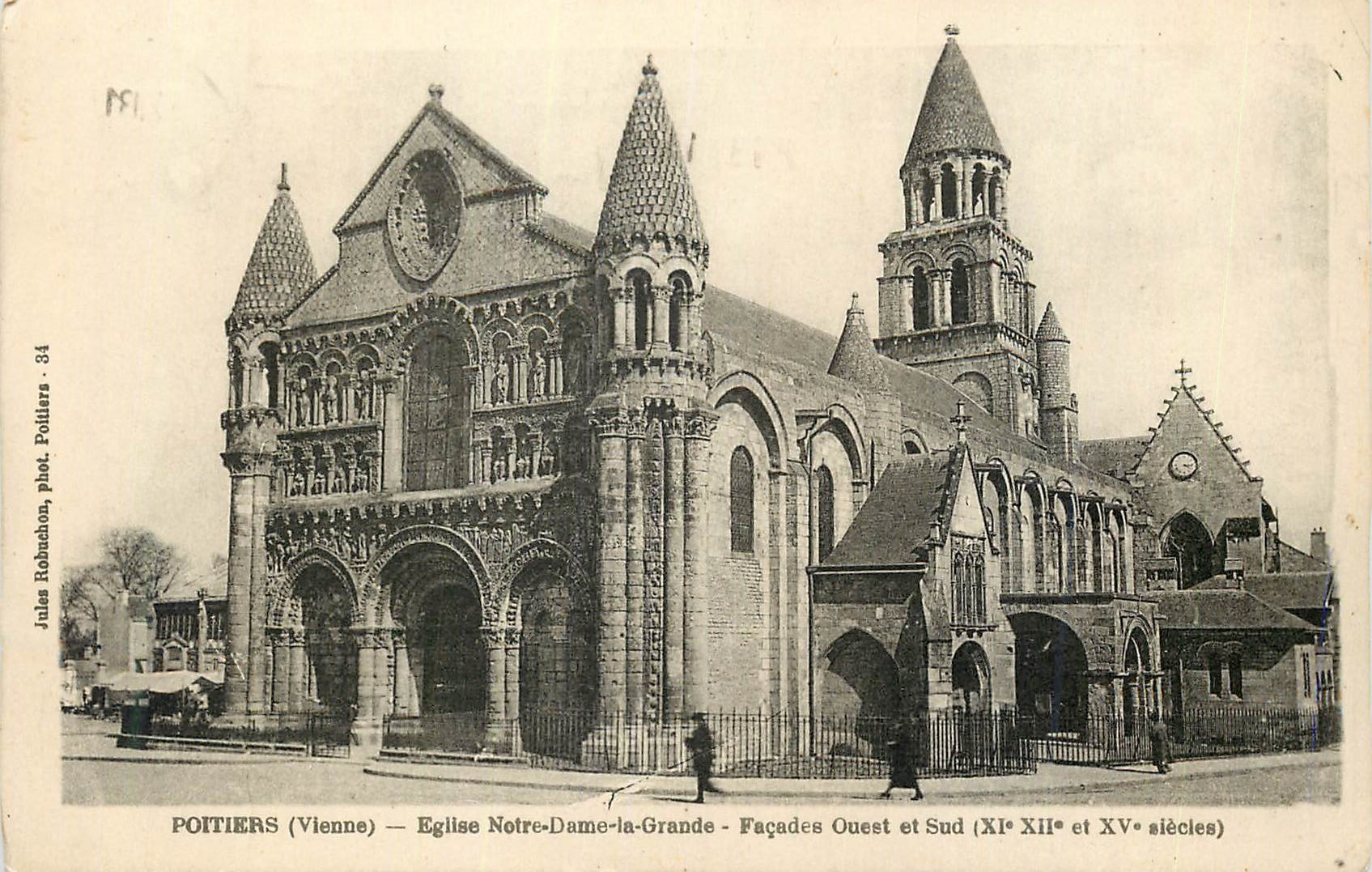 Poitiers (Vienne) — Église Notre-Dame-la-Grande - Façades Ouest et Sud (XIe XIIe et XVe siècles) — Jules Robuchon, phot. Polliers - 34