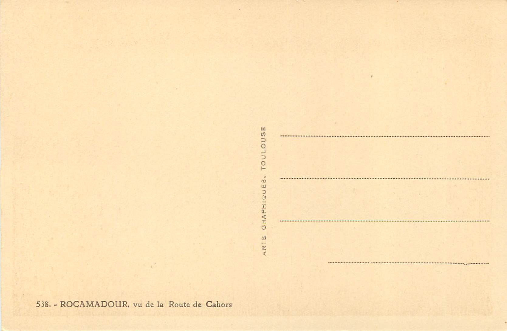 CPA Rocamadour vu de la Route de Cahors — Rückseite