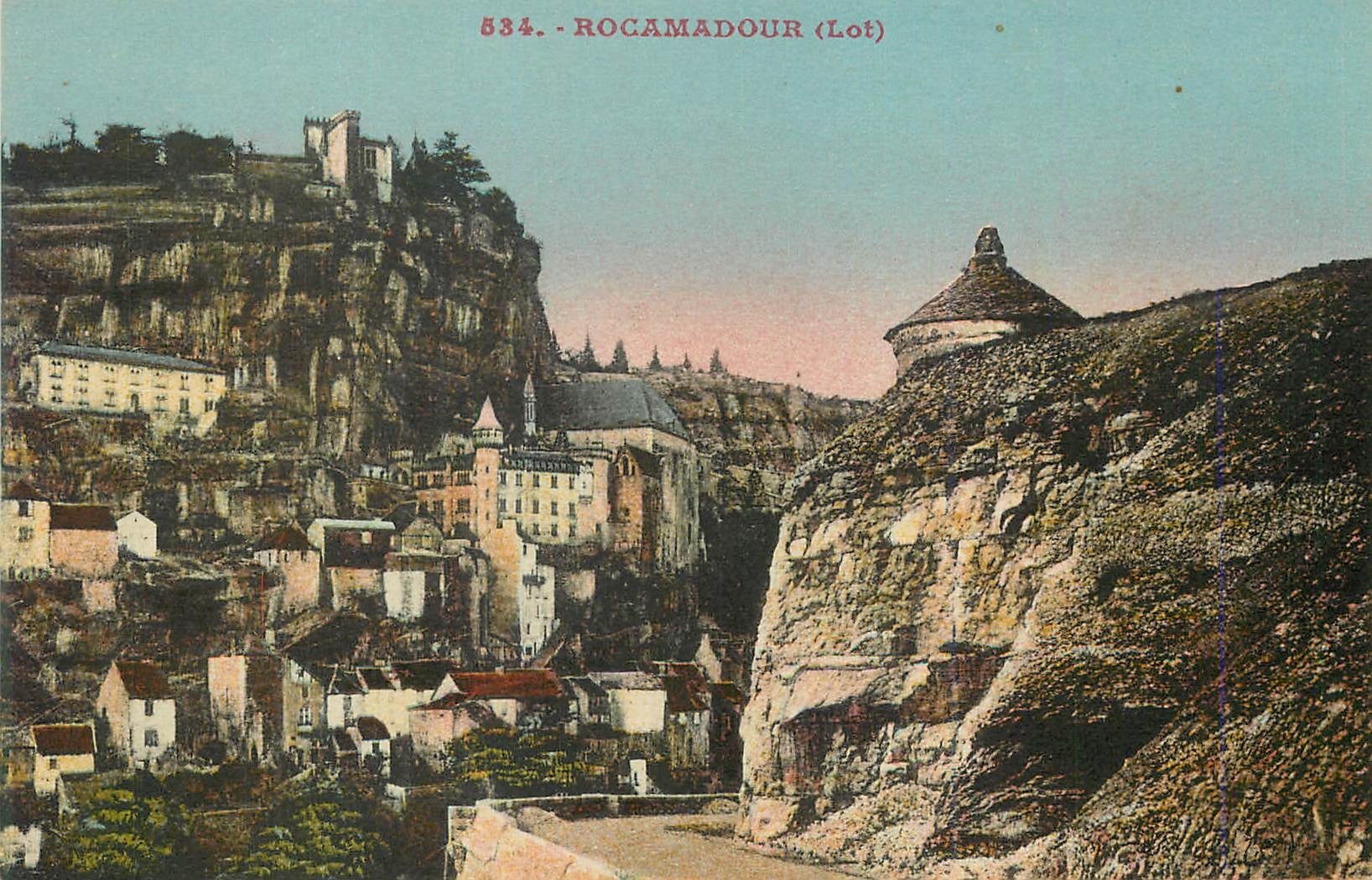 Rocamadour (Lot) — vue panoramique du village perché — Édition de la Librairie Vennuel, Saint-Céré (Lot), n° 534