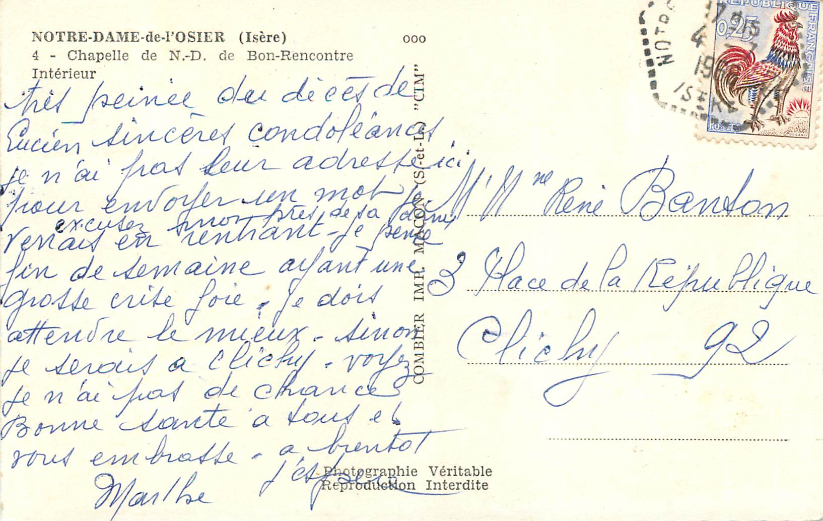 Erscheinung der heiligen Jungfrau in Port-Combet — März 1656 — Fotograf IMH. MACON (S.-L.) — Rückseite