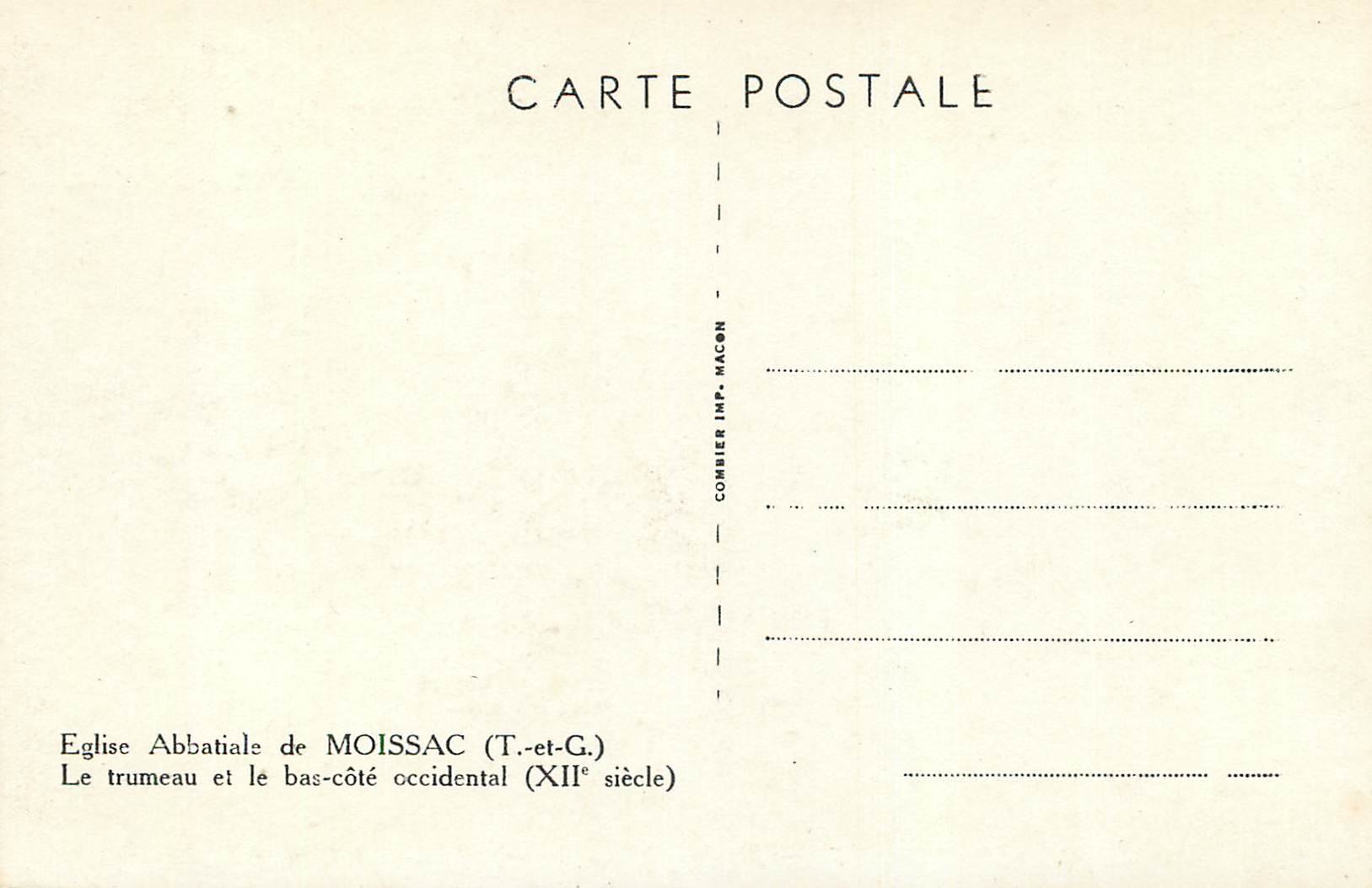 CPM Eglise Abbatiale de Moissac (T et G) Le Trumeau et le Bas Cote Occidental (XIIe Siecle) — Rückseite