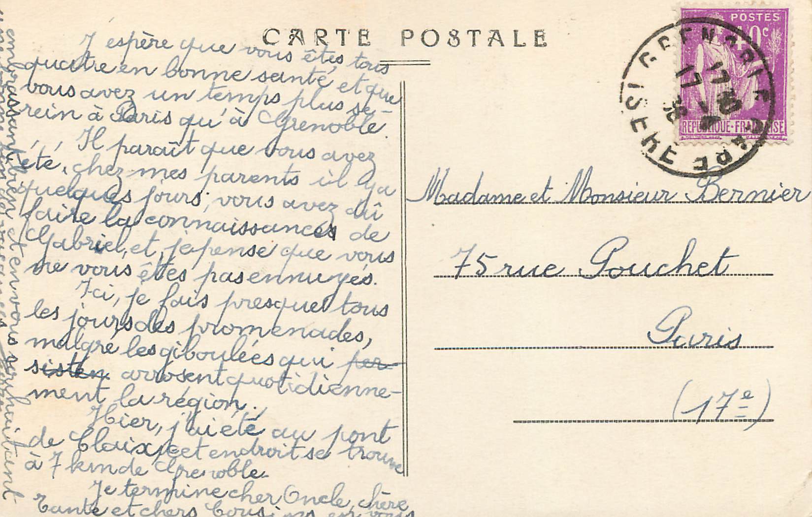 Sassenage — Le Château des Côtes — Cl. A. V. n° 0151 — Rückseite