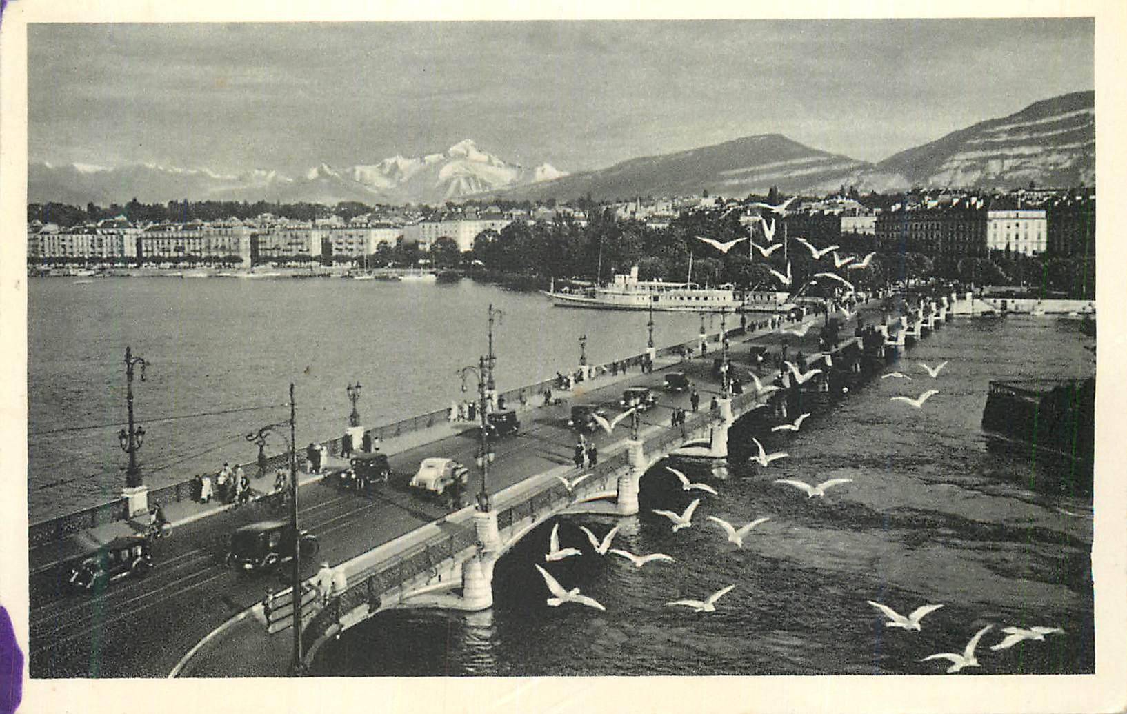 CPA Geneve Pont du Mont Blanc et le Mont Blanc