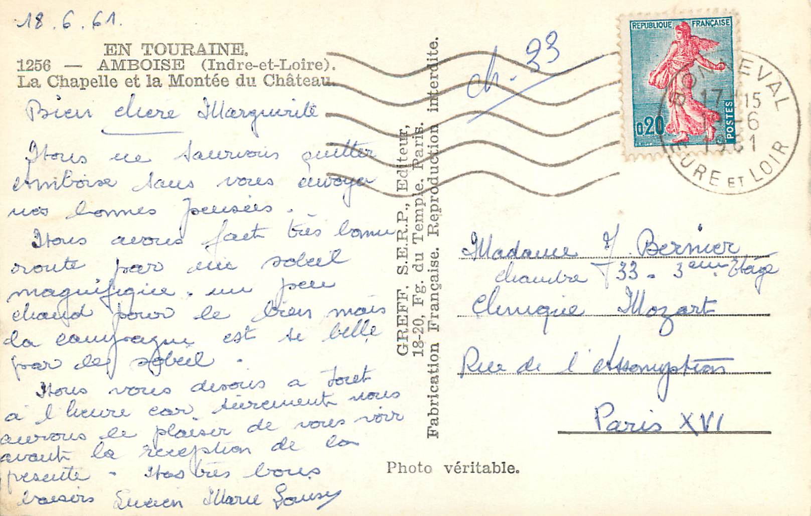 CPM En Touraine Amboise (Indre et Loire) La Chapelle et la Montee du Chateau — Rückseite