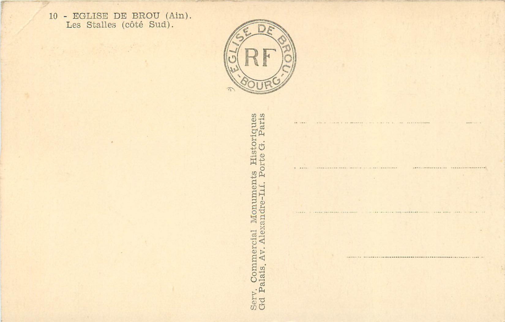 CPM Eglise de Brou (Ain) Les Stalles (Cote Sud) — Rückseite