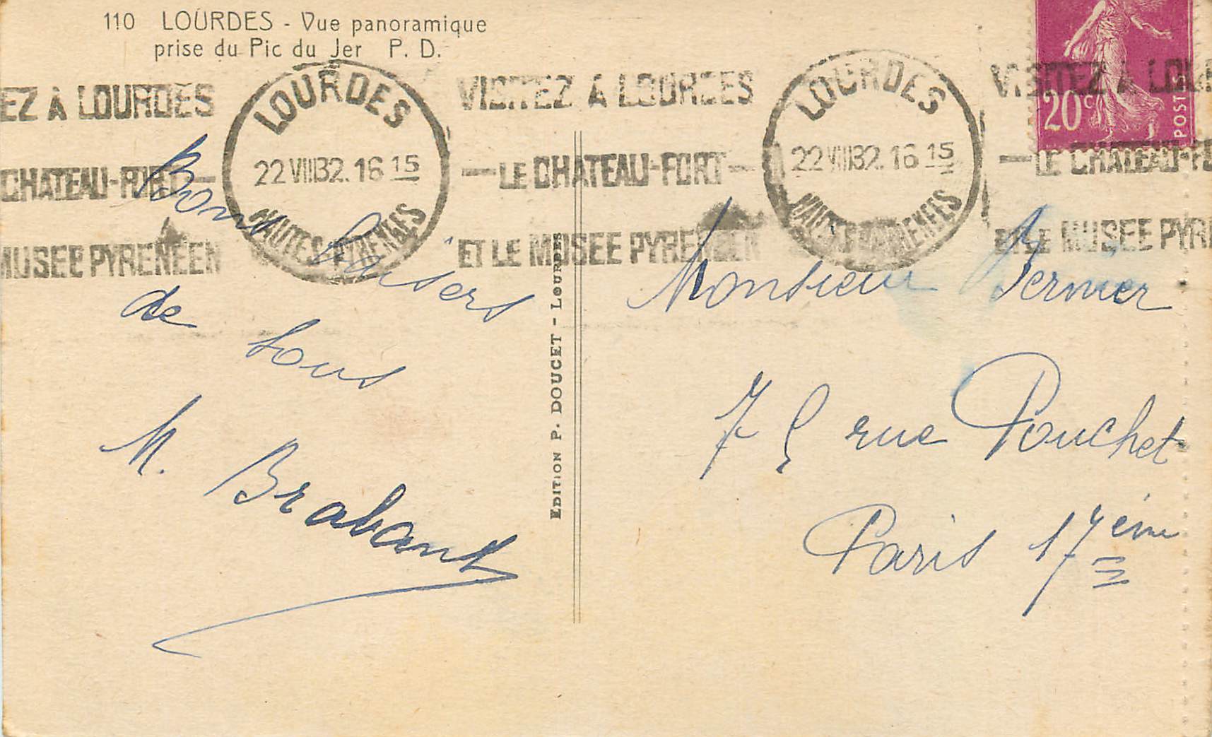 CPM Lourdes Vue Ponoramique Prise du Pic du Jet P D — Verso