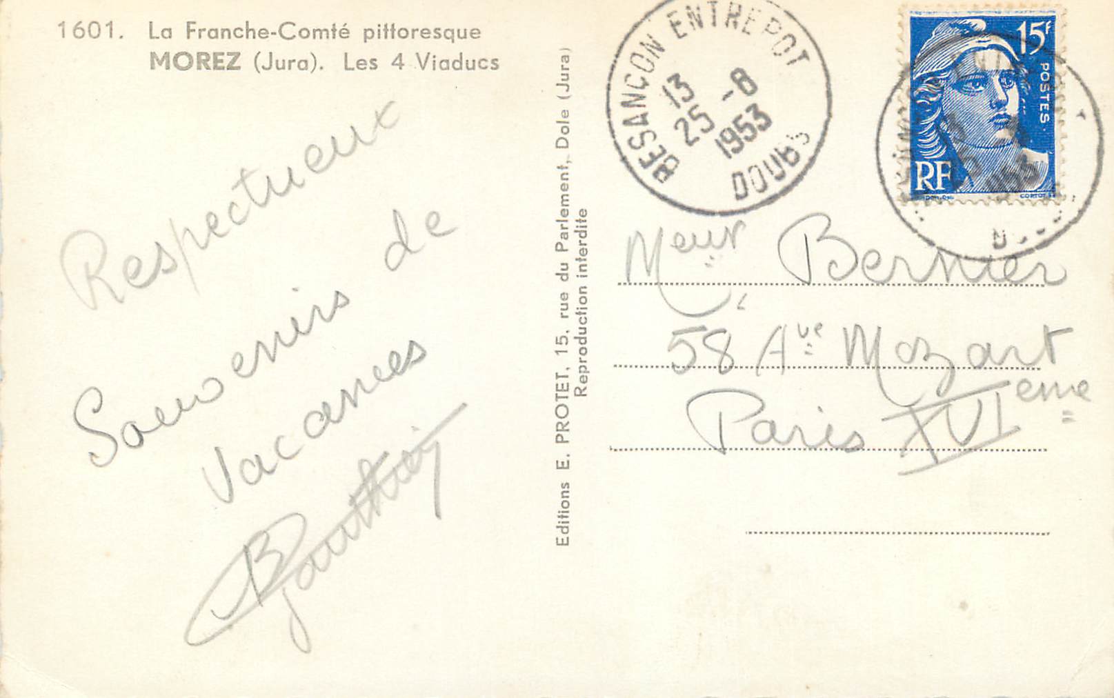 CPM La Franche Comte Pittoresque Morez (Jura) Les 4 Viaducs — Rückseite