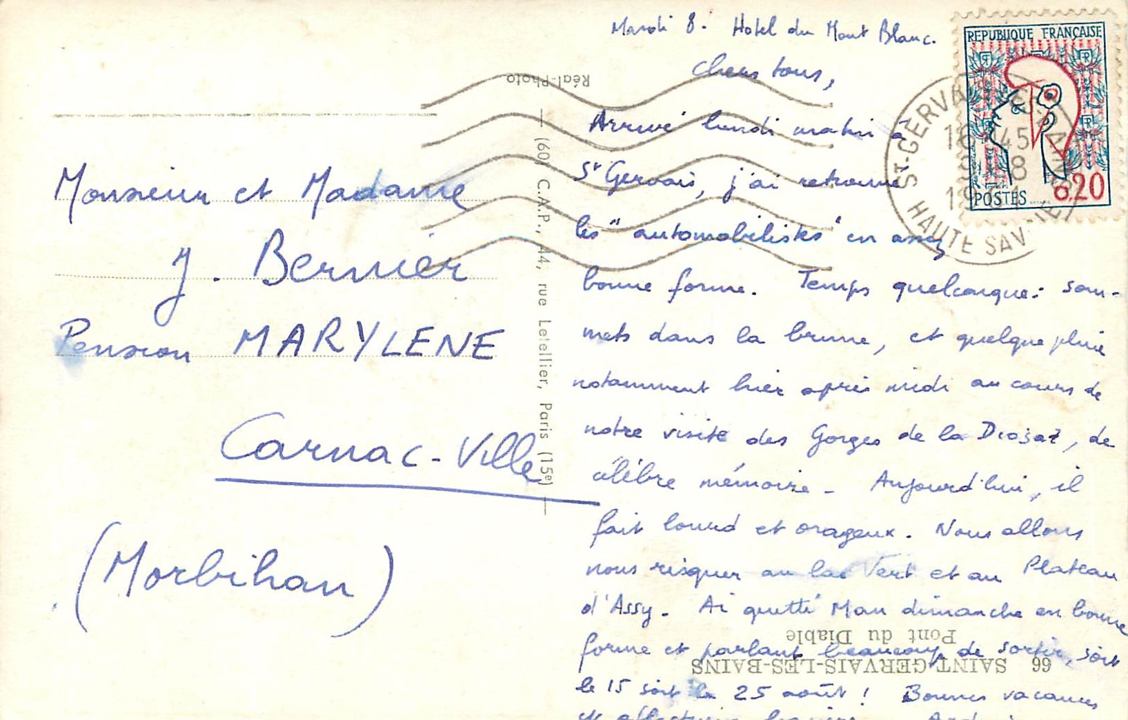 Pont du Diable — Gorges de la Drozat — Saint-Gervais-les-Bains — éditeur Cap — Verso