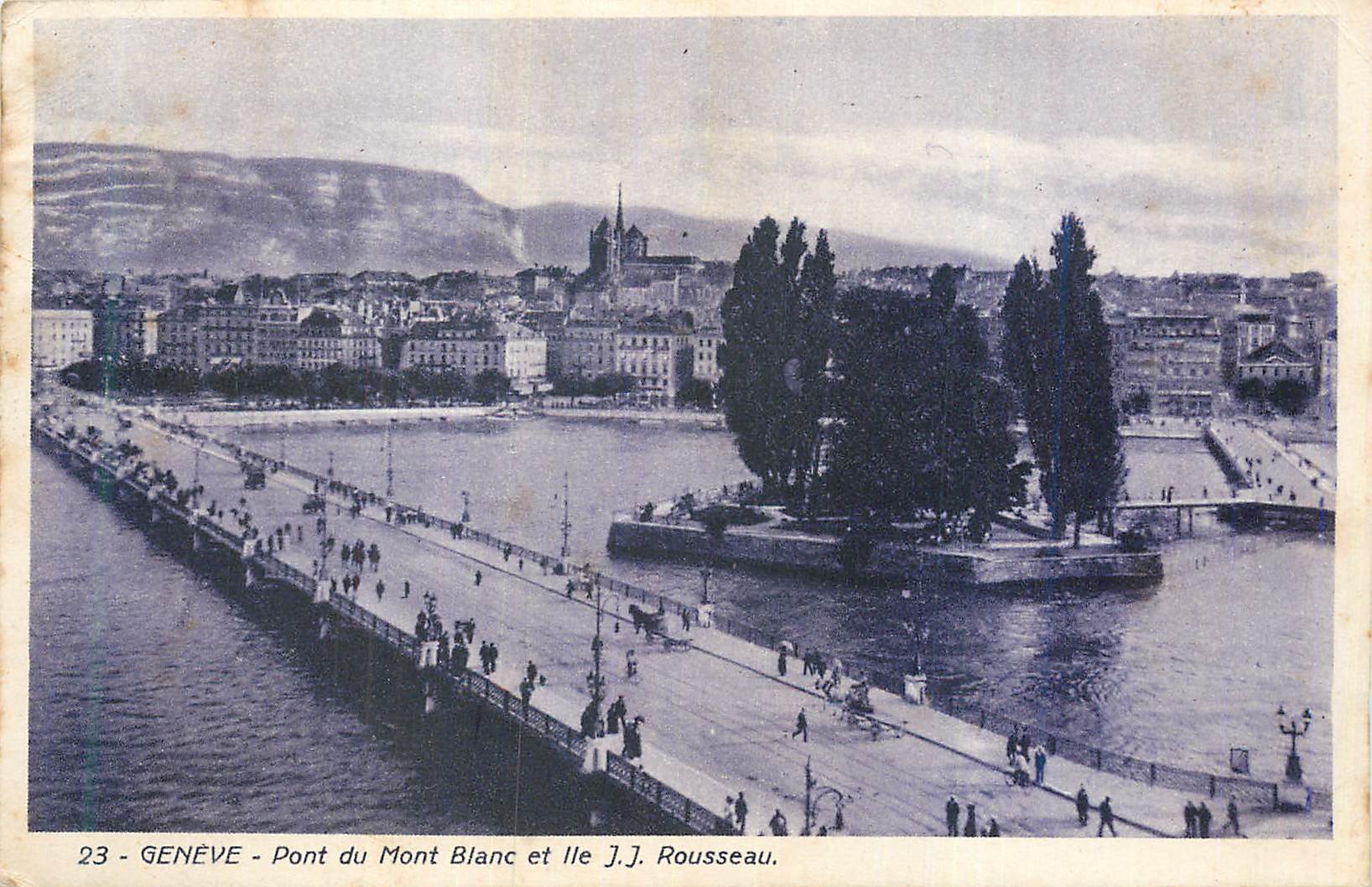 CPA Geneve Pont du Mont Blanc et ILe JJ Rousseau