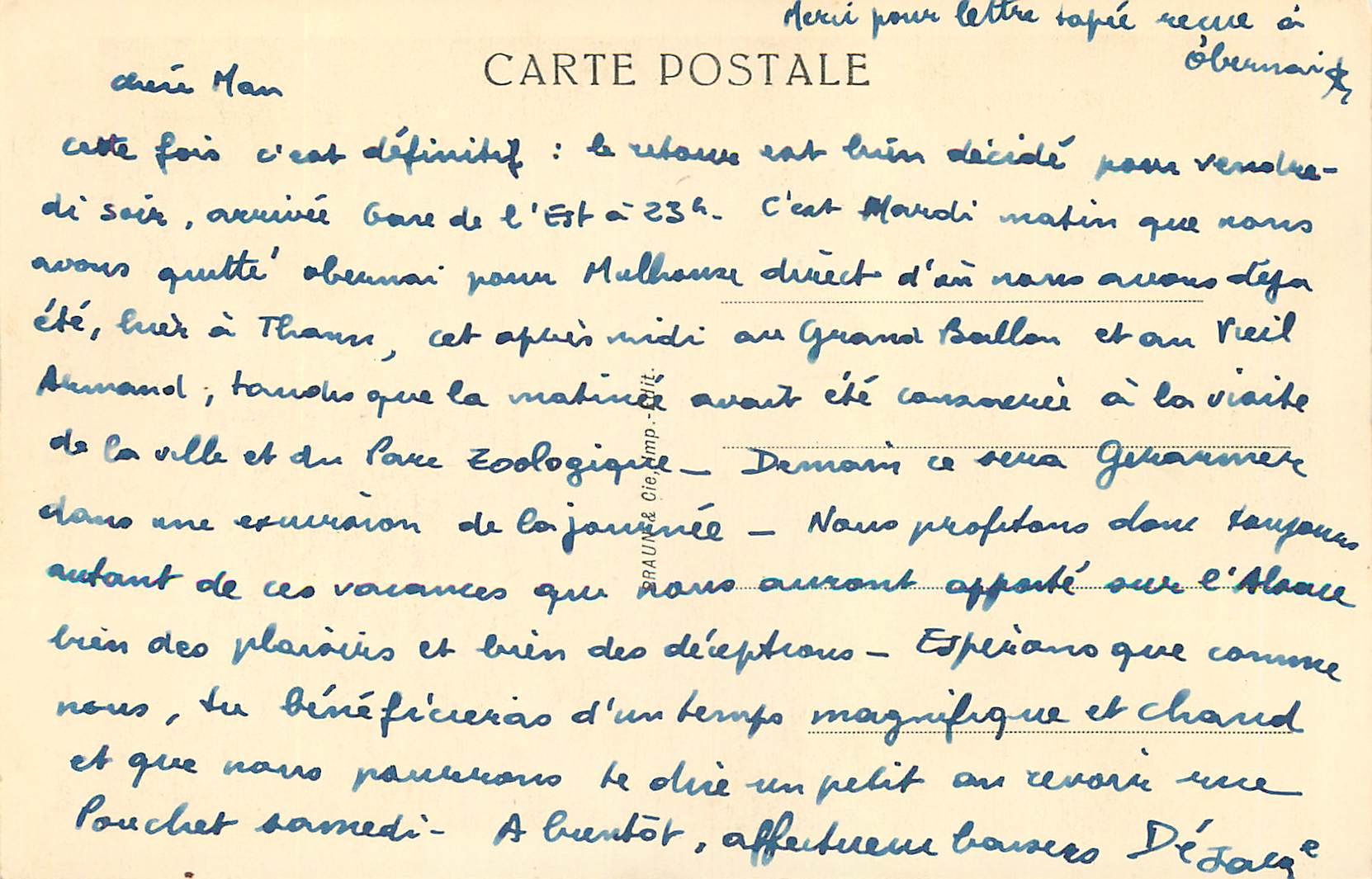 CPA Nid de Cigognes en Alsace — Rückseite