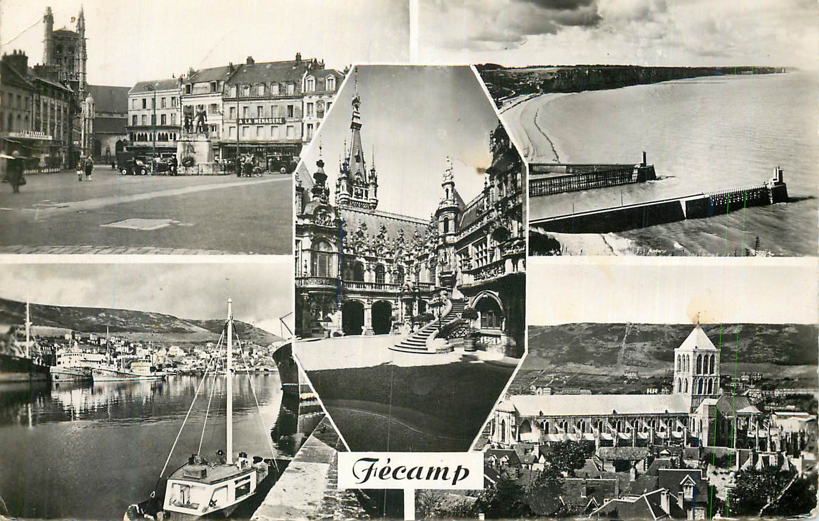 CPM Fecamp Place Thiers La Plage La Benedictine Le Port L'Abbaye