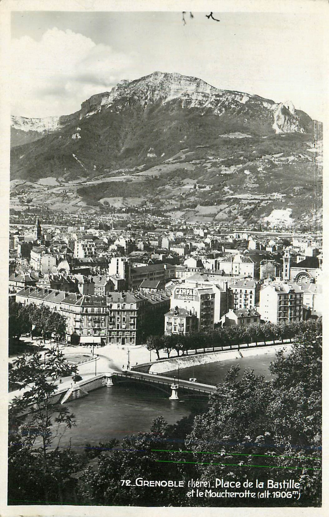 CPM Grenoble (Isere) Place de la Bastille et le Moucherotte (Alt 1906 m)