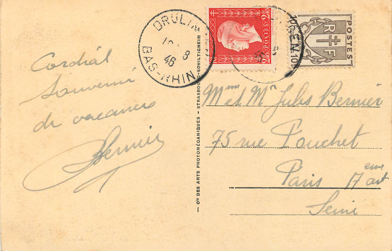 CPA Strasbourg La Petite France — Rückseite