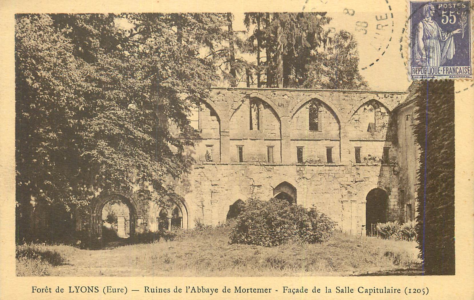 Forêt de LYONS (Eure) — Ruines de l'Abbaye de Mortemer — Façade de la Salle Capitulaire (1205)
