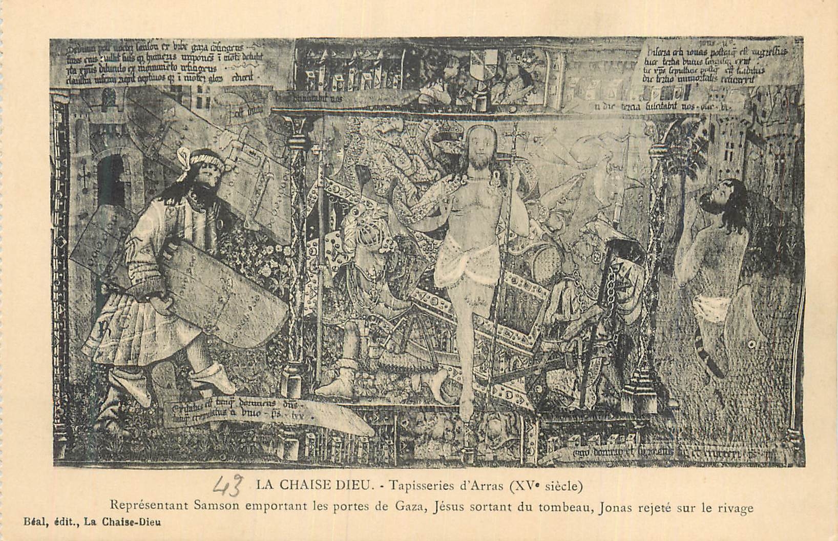 CPA Chaise Dieu Tapisseries d'Arras (XVe Siecle) Representant Samson Emportant les Portes de Gaza