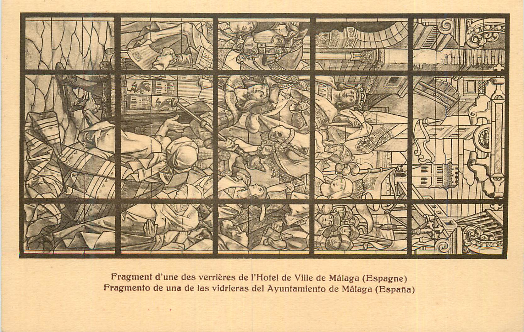 CPA Fragment d'une des Verrieres de l'Hotel de Ville de Malaga (Espagne)