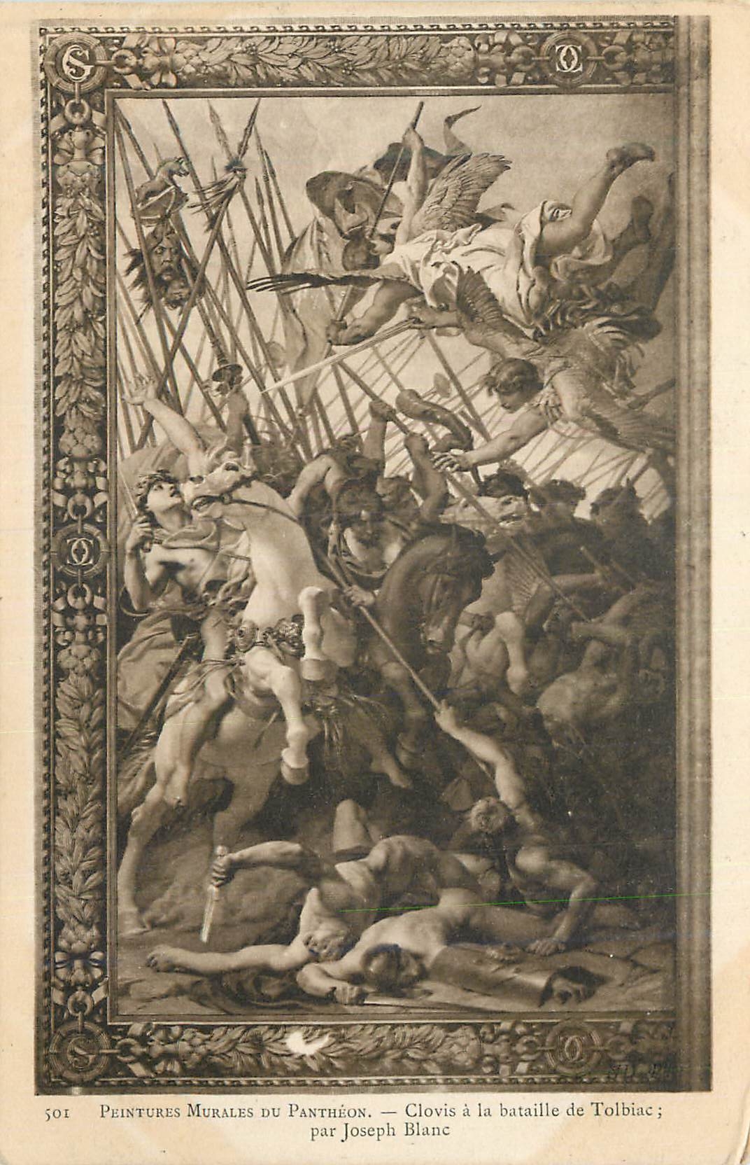 CPA Peintures Murales du Pantheon Clovis a la Bataille de Toibiac par Jaseph Blanc