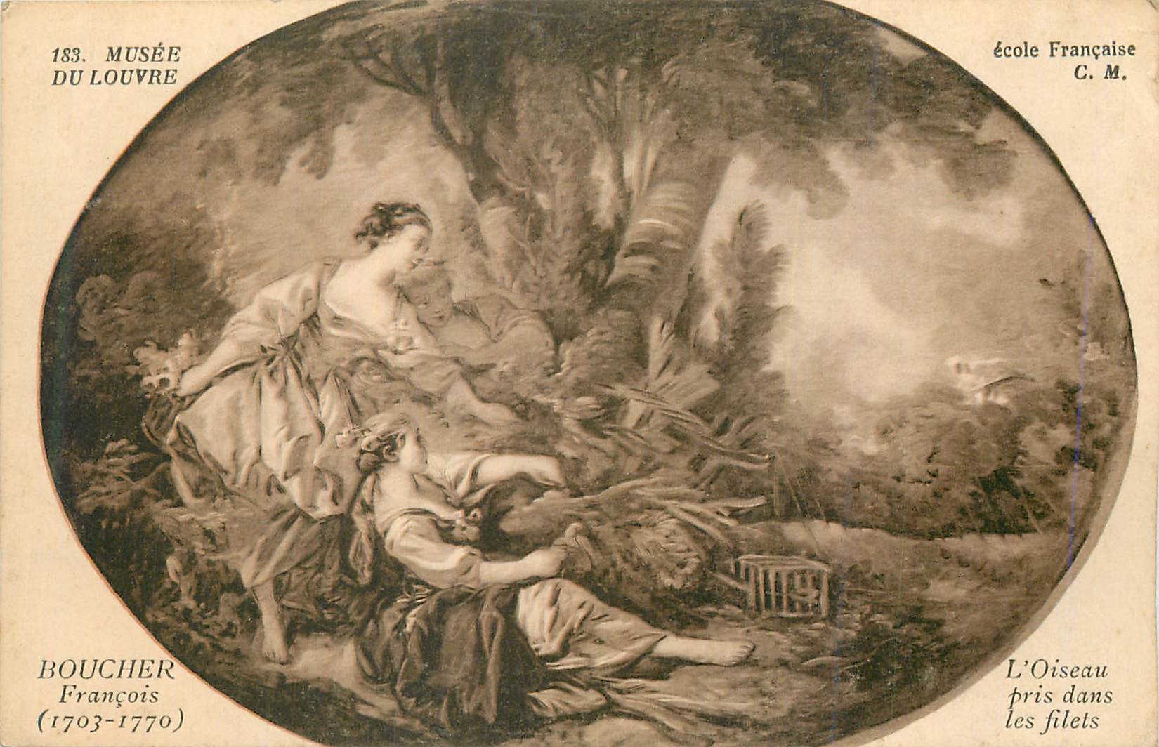 CPA Musee du Louvre Boucher Francois Ecole Fracaise L'Oiseau Pris dans les Filets