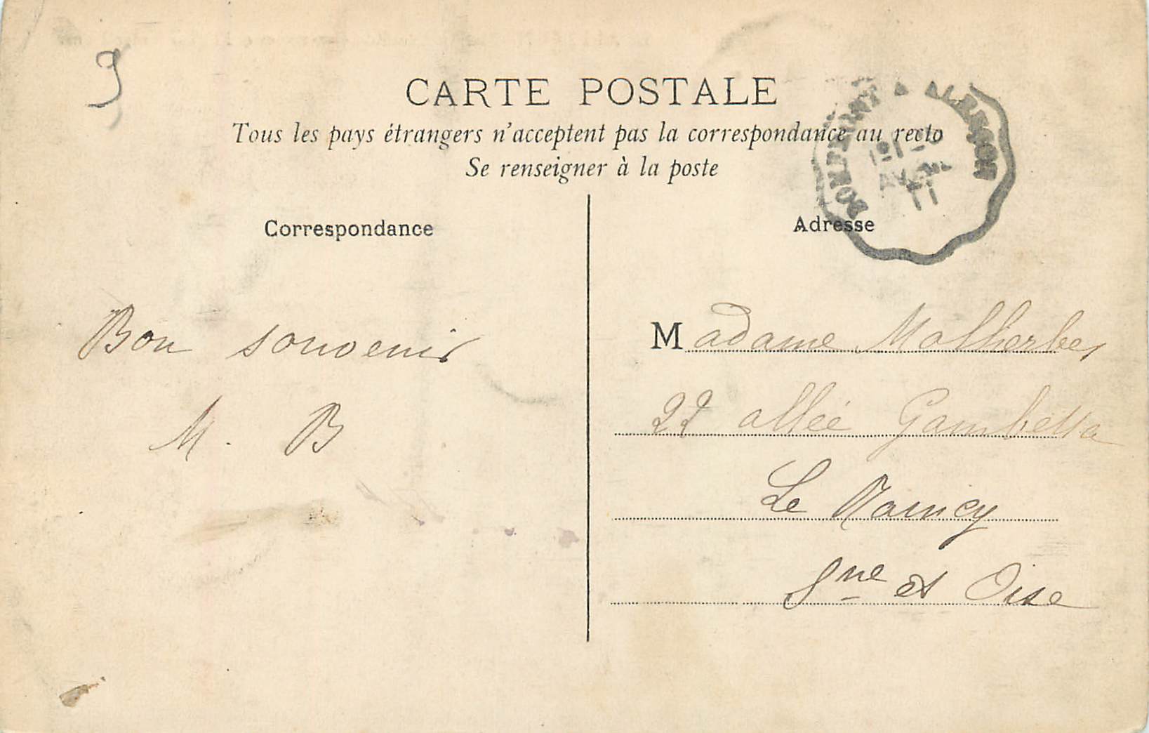CPA Alencon Le Tribunal de Commerce et l'Eglise Notre Dame — Rückseite