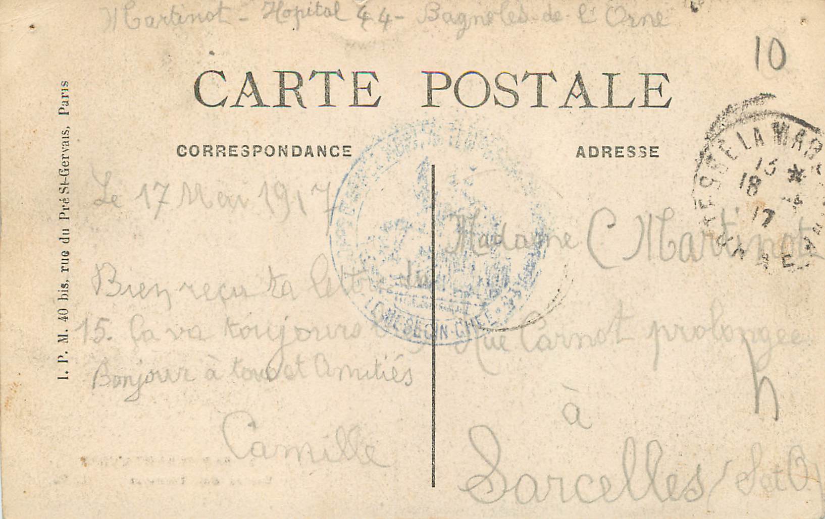 CPA Bagnoles de l'Orne Entree des Thermes — Rückseite