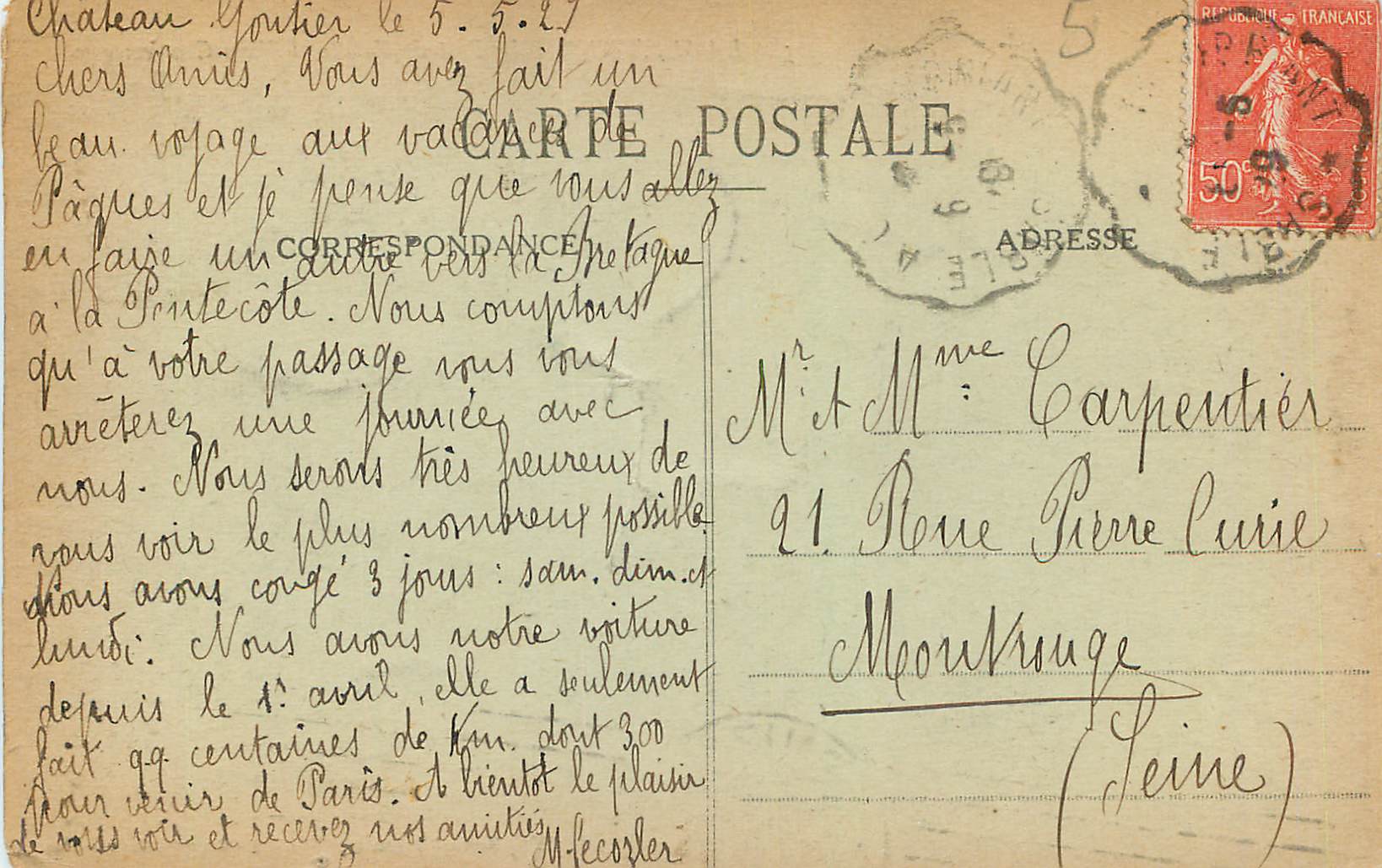 CPA La Mayenne Le Port de Valette (Villiers Charlemagne) — Rückseite