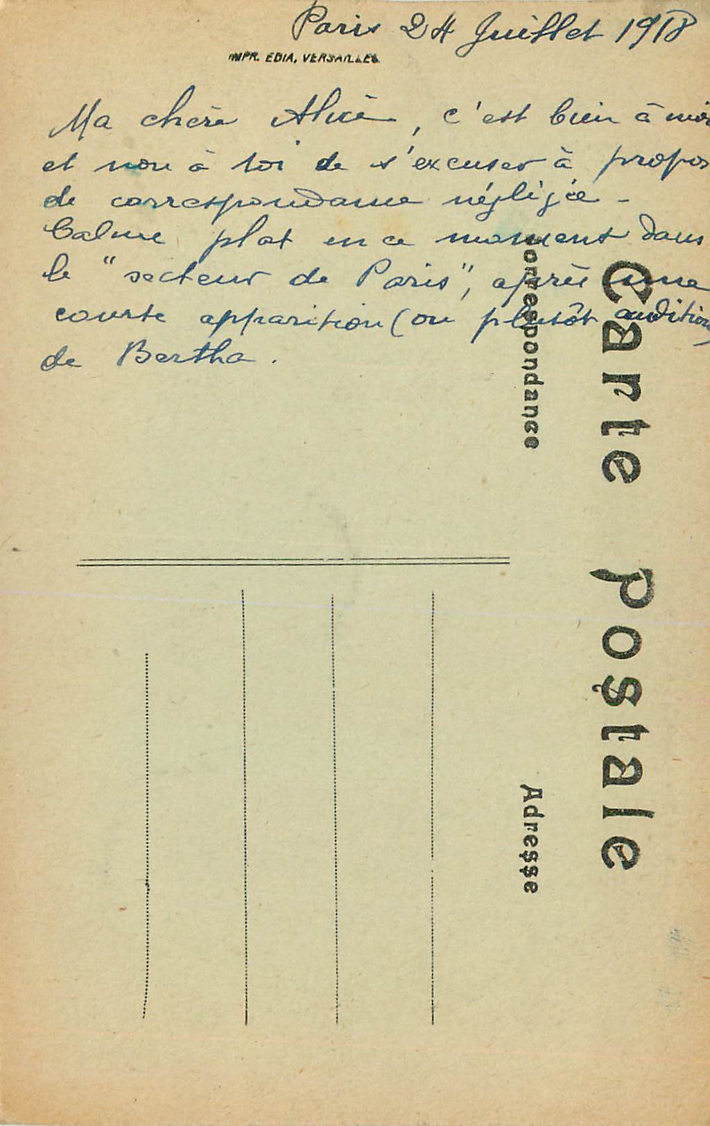 CPA Paris Place et Colonne Vendrome — Rückseite