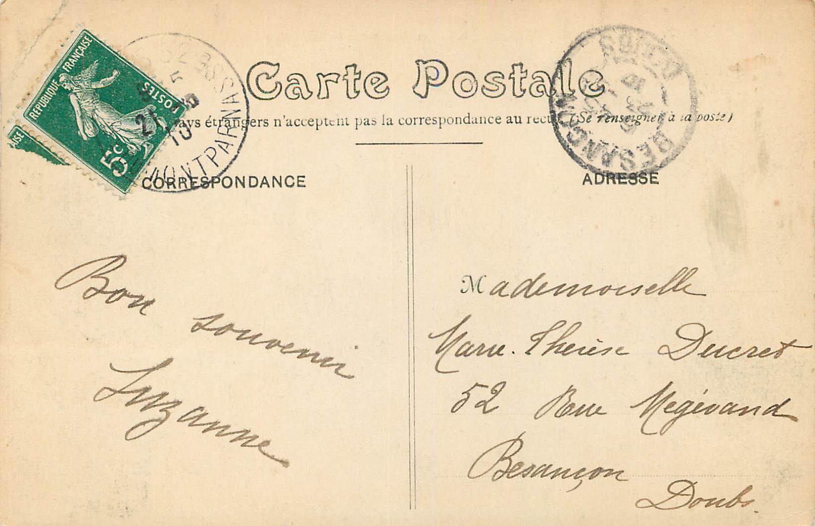 CPA Les Buttes Chaumont Les Rochers et le Belvedere — Rückseite