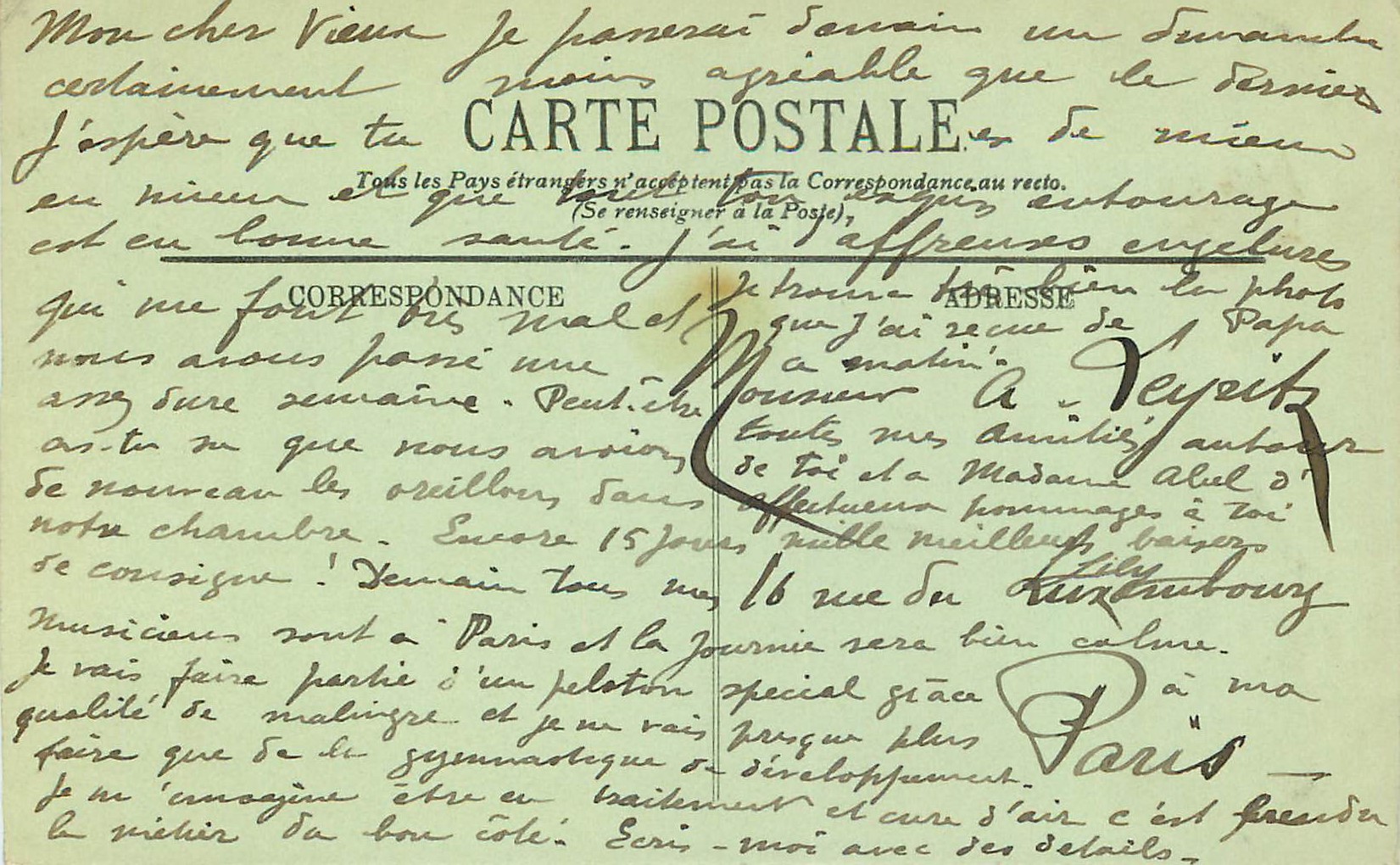 CPA Evreux Le Sommet de la Tour de l'Horloge — Rückseite